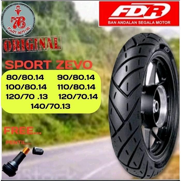 PROMO  BAN TUBELESS FDR SPORT ZEVO (-80/80.14 / -90.80. 14 -100/80. 14 -110/80.14 -120/70.13 -120/70