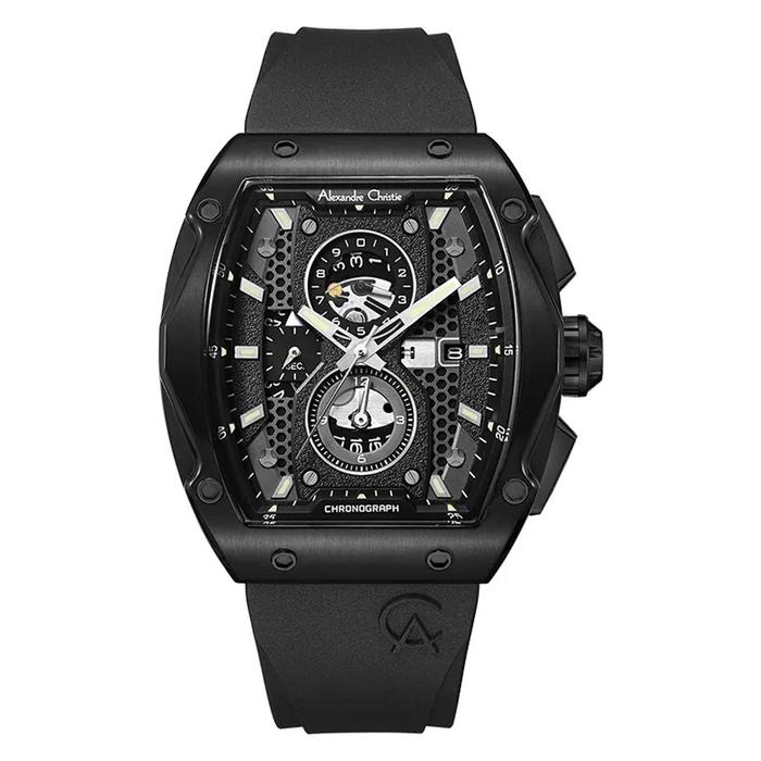 Jam Tangan Alexandre Christie AC 6608 MC Black Rubber Strap