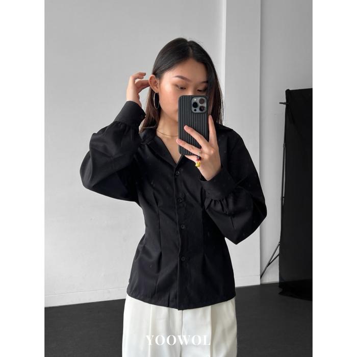 (PROMO) YOOWOL Iris Shirt / Kemeja Basic Korset Wanita Lengan Panjang Baju Atasan Wanita Casual Form