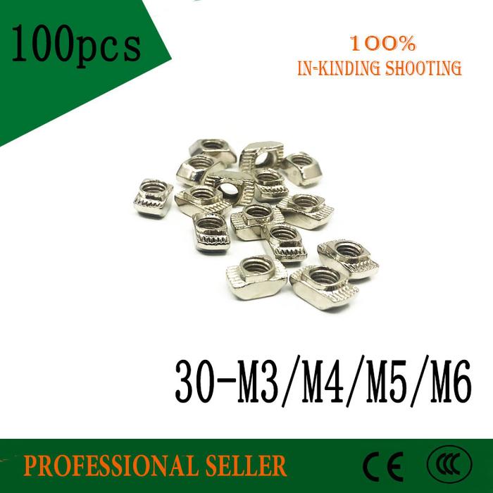 100pcs 30-M3  M4 M5 M6 hammer nut M3 block t slot nuts for 3030