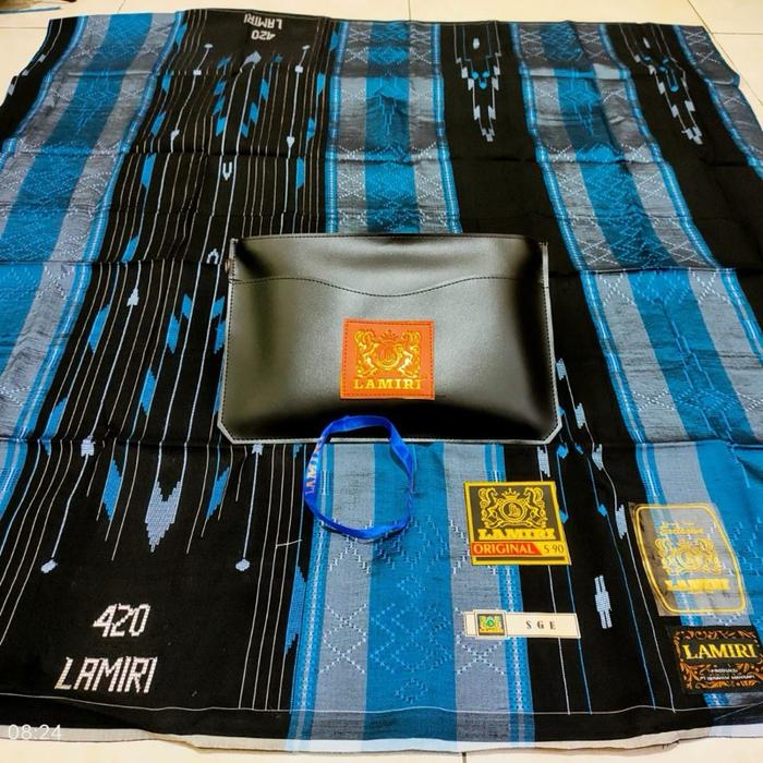Lamiri SGE 50% Sutra Kain Tradisional dengan Pola Etnik Hitam Kuning Merah dan Hitam 420 Lamiri