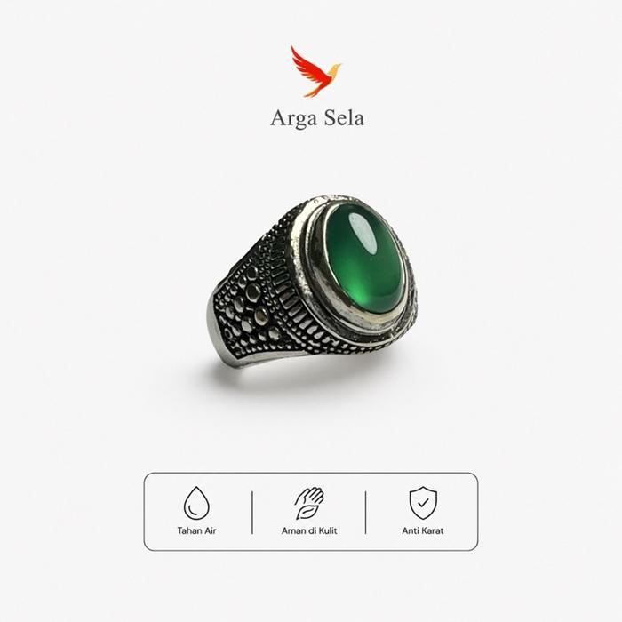 Cincin Batu Ijo Garut Green Chalcedony - Asli Natural Alam - Ring Anti Karat
