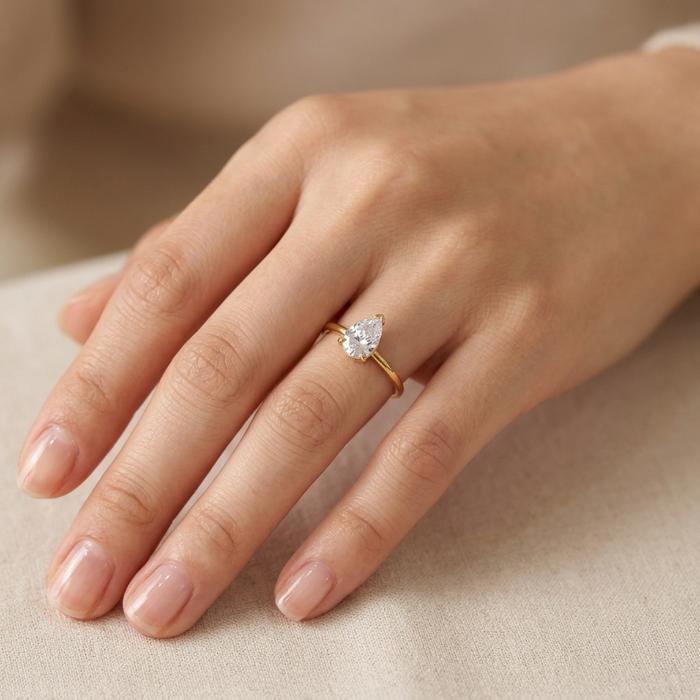 Cincin Cielo Titanium Teardrop Mata Putih Desain Solitaire Model Adjustable Ukuran Bisa Diatur Akses
