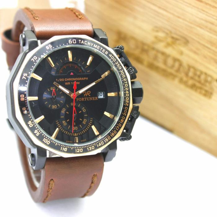 Best Fortuner 8081 - Jam Tangan Kasual Pria Anti Air - Tali Kulit - Analog Quartz - Original