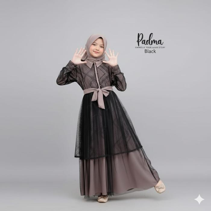 Abaya Padma kids dress/gamis anak perempuan remaja tanggung muslimah cantik dan anggun Usia 5 sampai