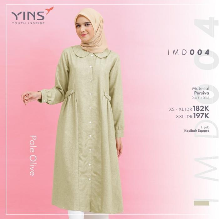 New Inspire Midi Dress IMD 004 Warna Pale Olive Hijau Pupus Tunik Cantik
