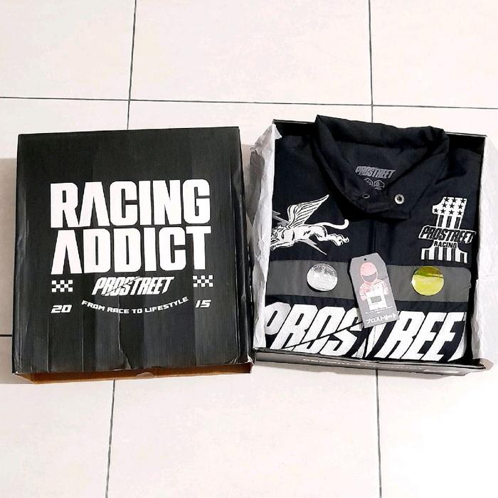 JAKET MOTOR PROSTREET RACING ADDICT ORIGINAL HITAM. SIZE L. SECOND LIKE NEW. RARE