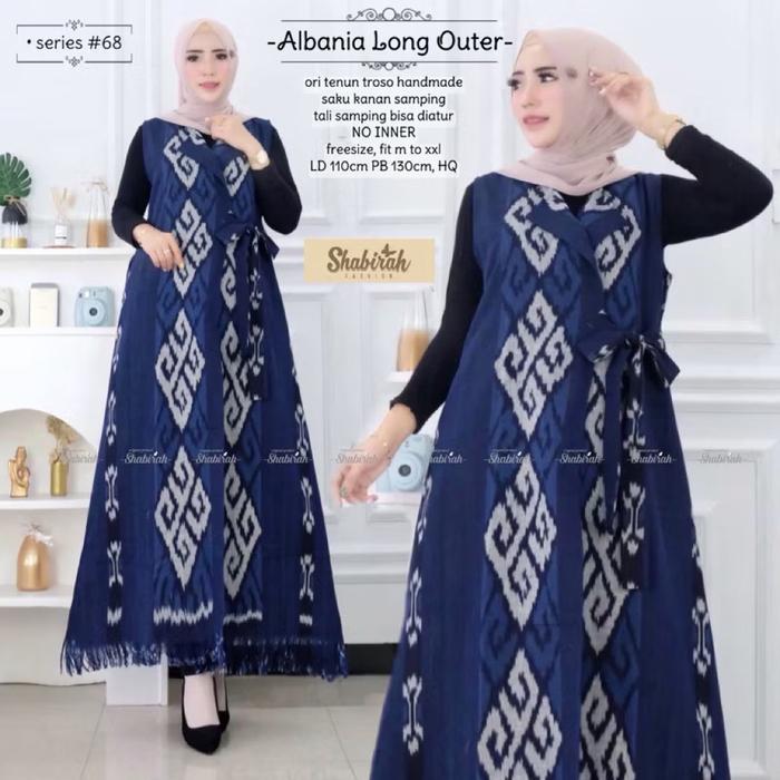 Safitiri Outer Long - Albania Long Outer Tenun Etnik Wanita Jepara S-Xxl Elegant