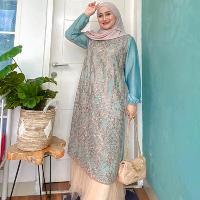 Tunik Brukat Lalita Satin Premium