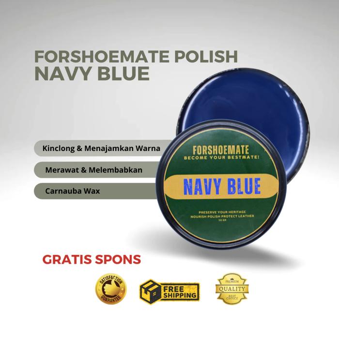 FORSHOEMATE Navy Blue 50gr | Semir Sepatu Biru | Semir Perawatan Sepatuu Kulit Leather Balm Leather 