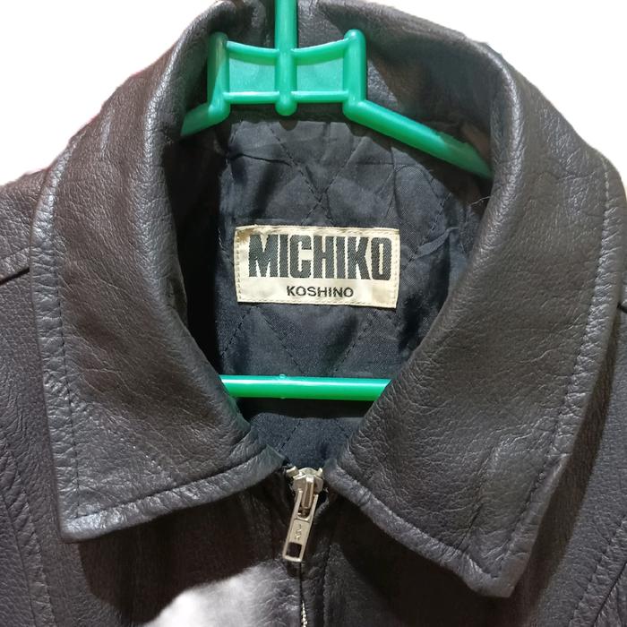 jaket kulit bomber MICHIKO KOSHINO Hitam