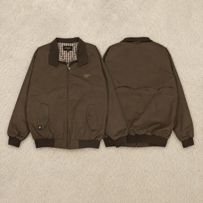Harrington Jacket Brown - Jaket Harrington Jumbo Vintage Casual Pria