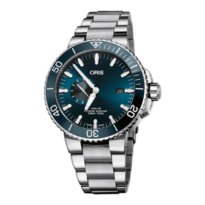 Jam Tangan Pria Oris Aquis 01-743-7733-4155-07-8-24-05PEB Divers Small Second Date Blue Dial Stainle