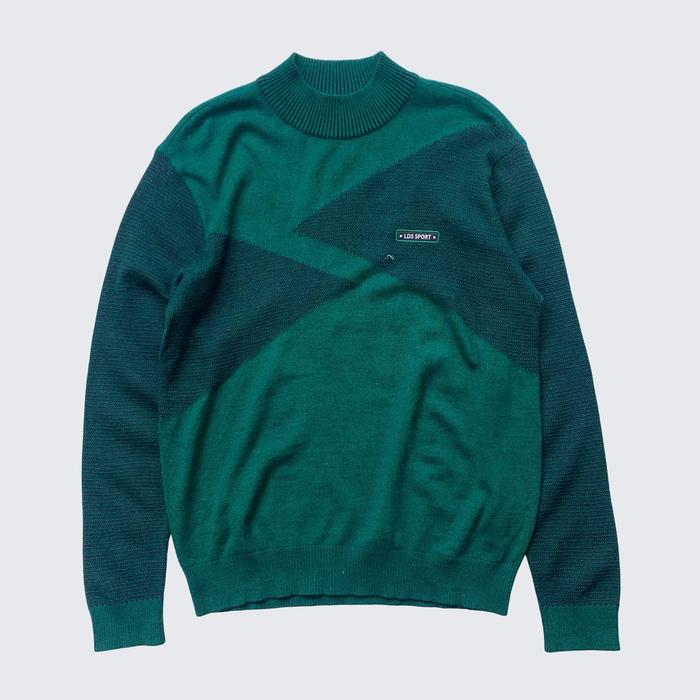 Green Black Elegant LDS Sport Asian Fitted Comfy Knit Sweater - Unisex - M