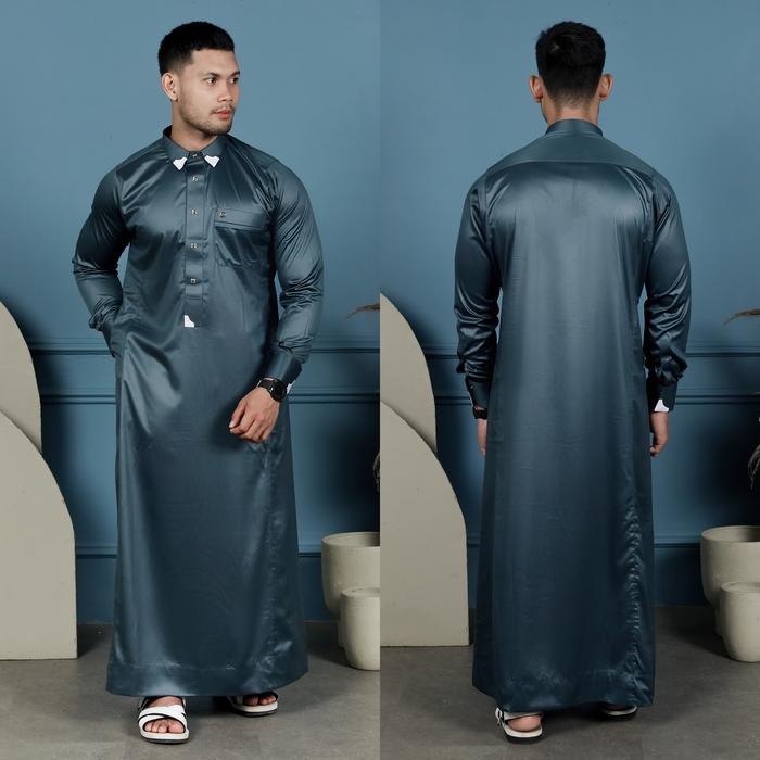 Gamis Saudi Pria Manset Al Zahra Dewasa Az-1838 (Hijau Teal Tua)