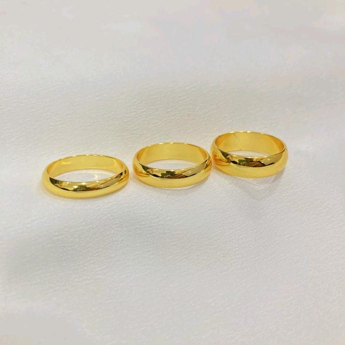 Cincin polos warna 24 karat lapis emas/mirip emas asli