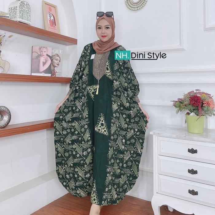 Kaftan Aisya Motif Batik Cap Jumbo LD 170 Lengan Panjang Bahan Rayon Tebal Renda Sultan  Formal Mewa