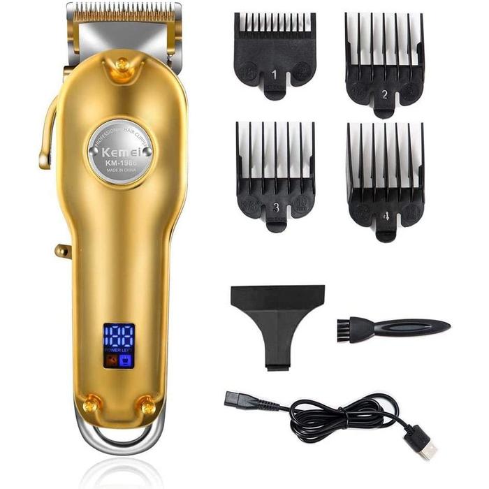 Kemei 1986 Alat Cukur Rambut Hair Clipper Electric LCD Indikator Digital