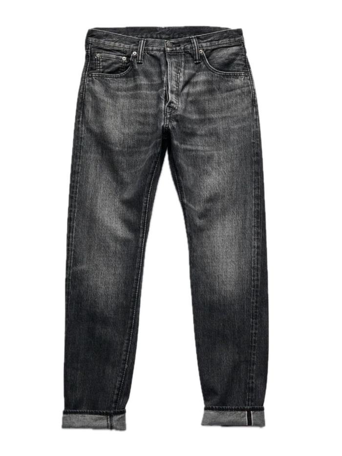 Pure Blue Japan USED-019-BK Natural Wash Black Denim Jeans - Relaxed Tapered