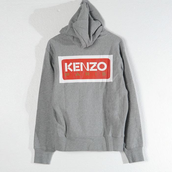Hoodie KENZO PARIS SQUARE POCKET BACK RED GREY HOODIE 100% ORIGINAL