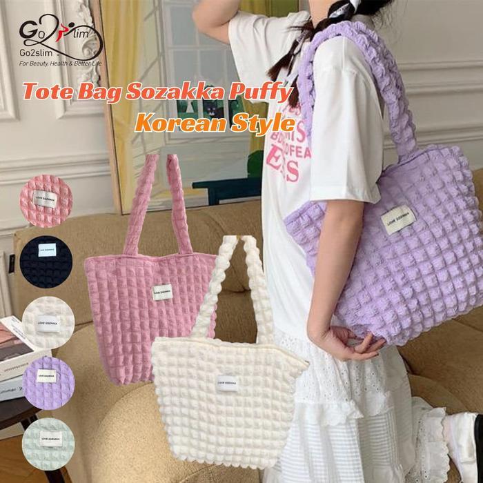 Tas Bahu Sozakka Puffy Kuliah Aesthetic Korean Style Muat Notebook