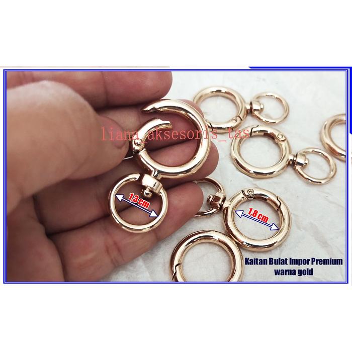 AKSESORIS TAS FASHION WANITA RING KAITAN TAS BUKA TUTUP TEBAL UKURAN 1 3 CM IMPOR PREMIUM WARNA GOLD