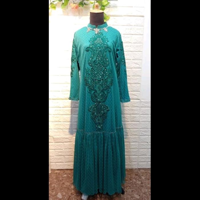 Gaun Marwah G-028 Brokat Hijau Tosca