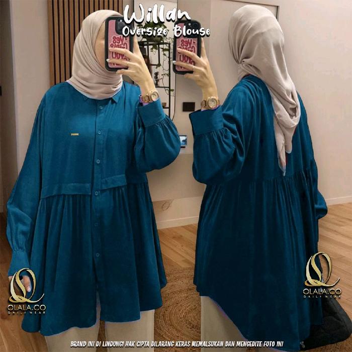 Wyllan tosca tua Blouse OVERSIZE ld 120 - 150 bahan ADEM & jatuh Kemeja kasual / Olala