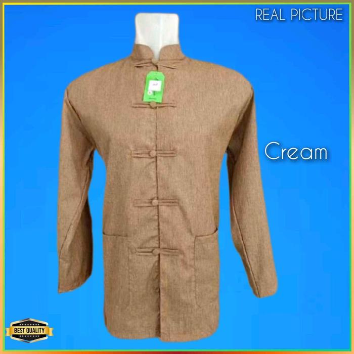 Baju Cheongsam Pria Modern Elegan Cream