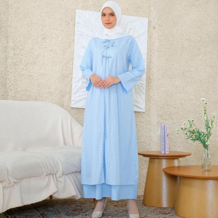 RILLEY - Gamis Dinda | Gamis Bahan Adem | Gamis Wanita Bahan Poplin Polos dan Salur Pita