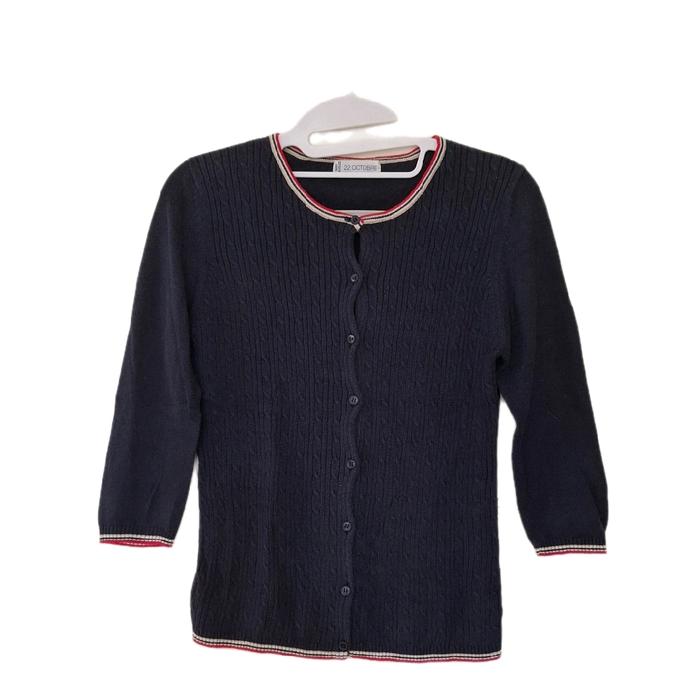 22 Octobre Basic Cardigan Navy List Merah