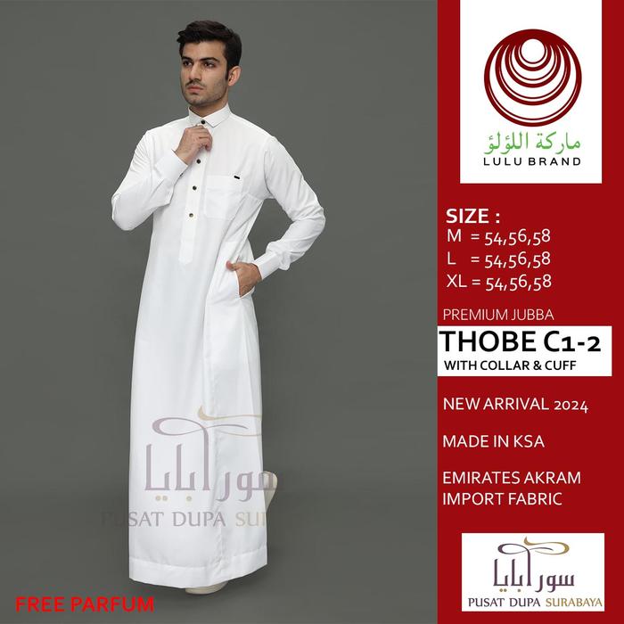 Gamis Thobe Ronaldo Jubah Kerah Manset Pria Dewasa Jubah Sultan Premium Saudi Lulubrand Lulu Brand S