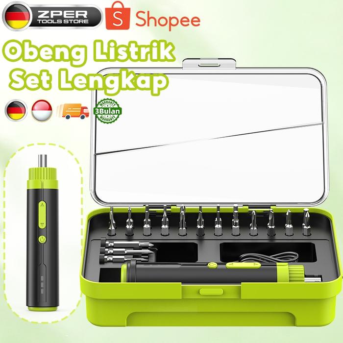 ZPER Obeng Set Lengkap Bor Baterai Listrik Mini Elektrik Cordless Mesin Kecil Toolkit Peralatan Ruma