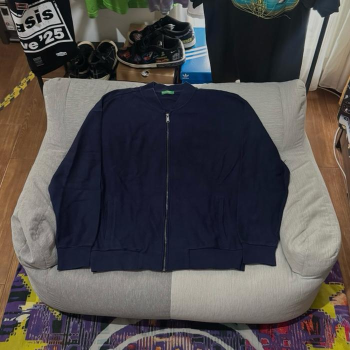 Jaket fleece benetton bomber navy original