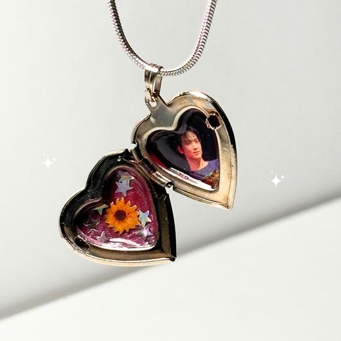 [Dubidam.id] Heart Locket Necklace - Kalung Liontin Love / Kalung Foto (Custom Foto)