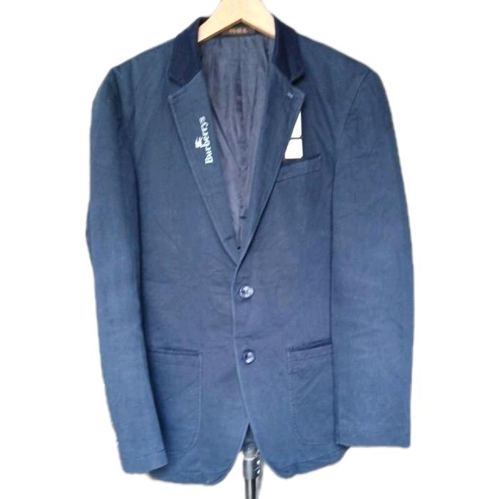 Jas blazer DI TIU X BURBERRYS second Original katun tebal warna navy pekat inner 2 pocket di dalam L