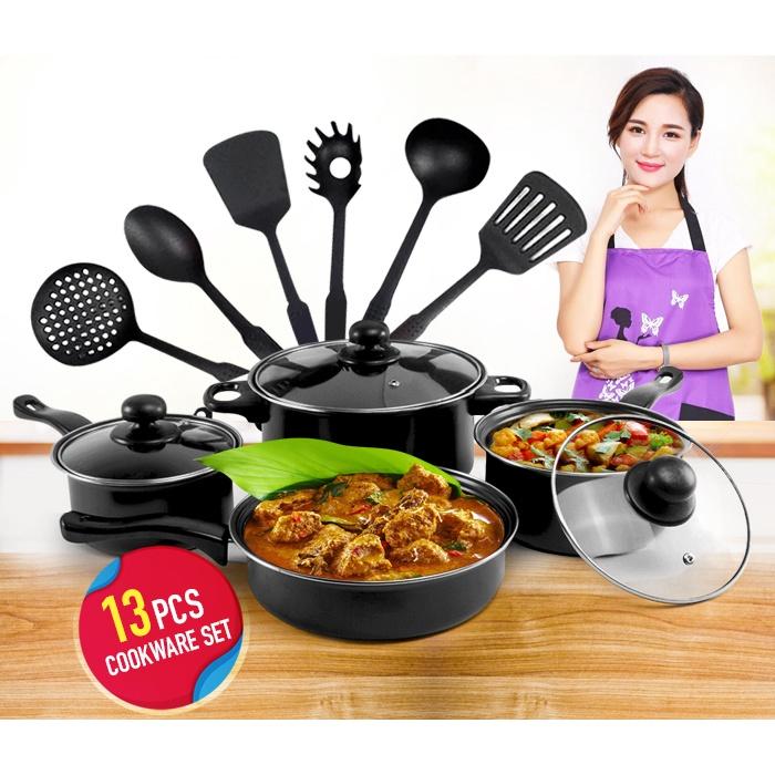 Panci Cookware 13 Pcs Multi Set Spatula Milk Pan Fry Milkpan