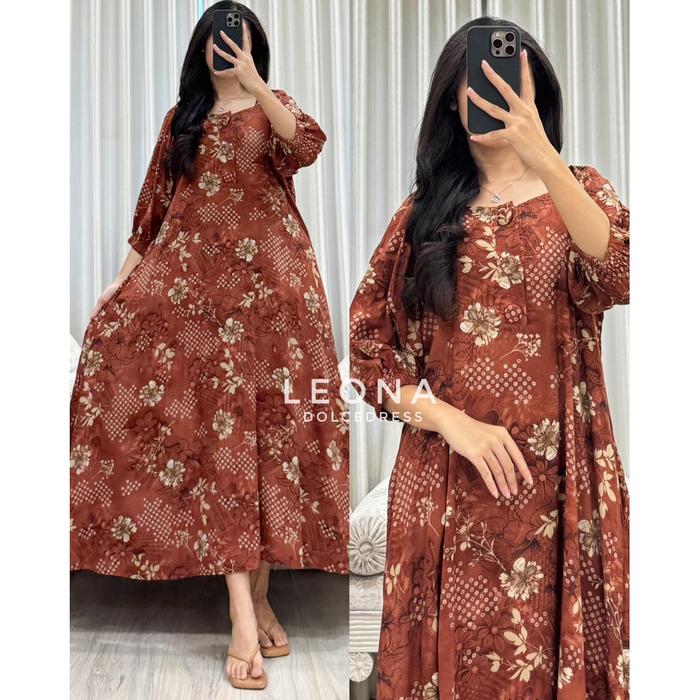 【NEW】 DASTER ARAB DOLCE LEONA MOTIF DRESS RAYON BUSUI BUMIL NYAMAN
