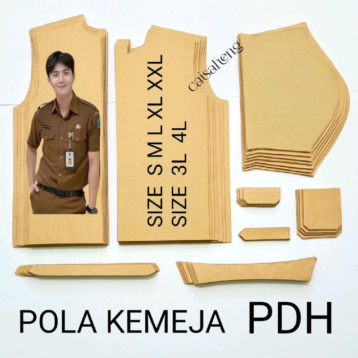 POLA KEMEJA PDH PRIA 5 & 2 UKURAN SIZE S M L XL & 3L 4L