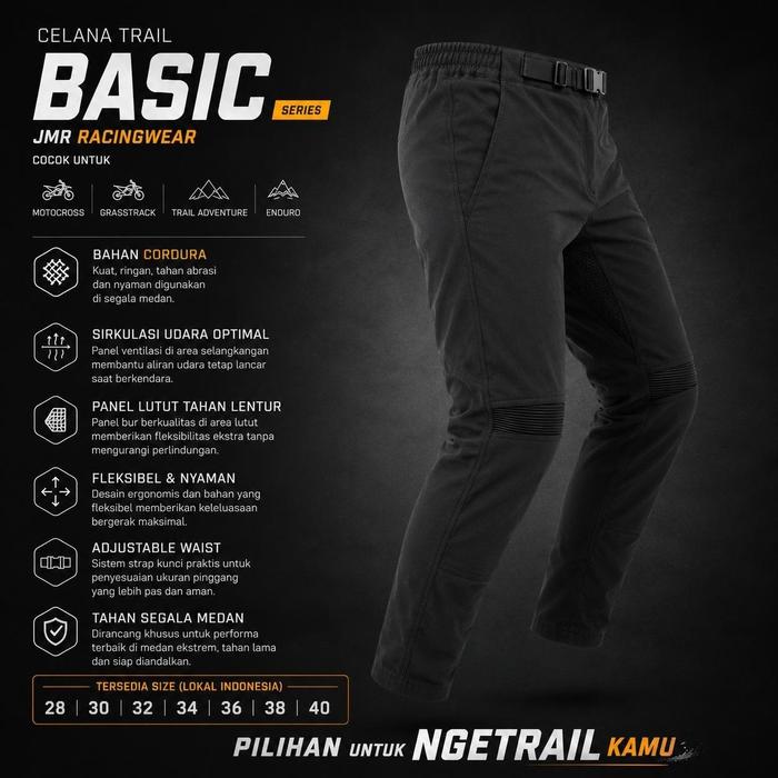 Celana Trail Basic Series JMR Racingwear | Celana Motocross Enduro Grasstrack Adventure | Bahan Prem