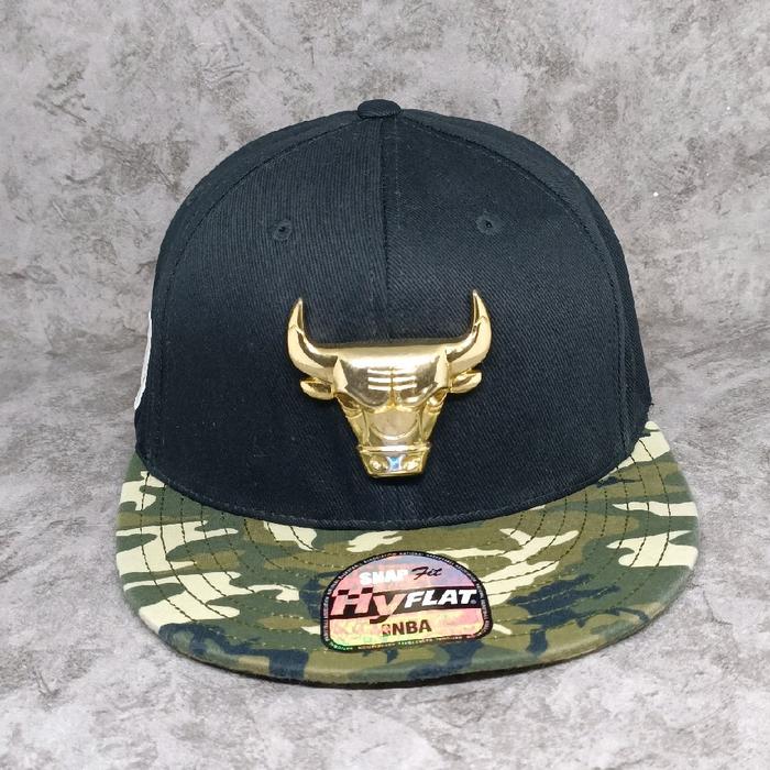 Topi NBA Hyflat Chicago Bulls Logo Besi Camo Second Original Branded
