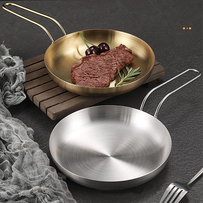 1pcs Creative Round Snack Plate Stainless Steel Golden Dessert Disc