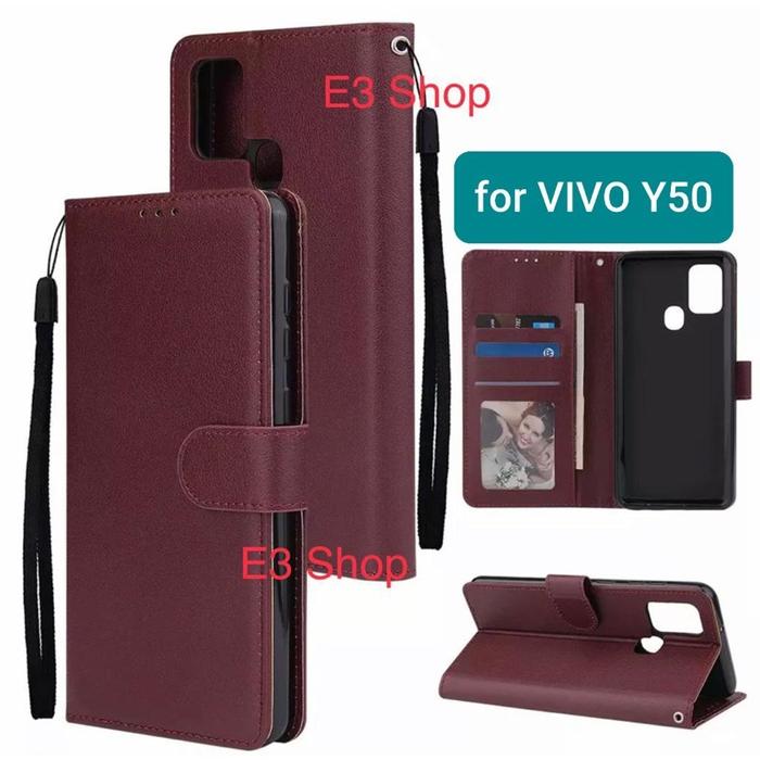 Case VIVO Y50 2020 flip wallet leather standing dompet flipcover Casing