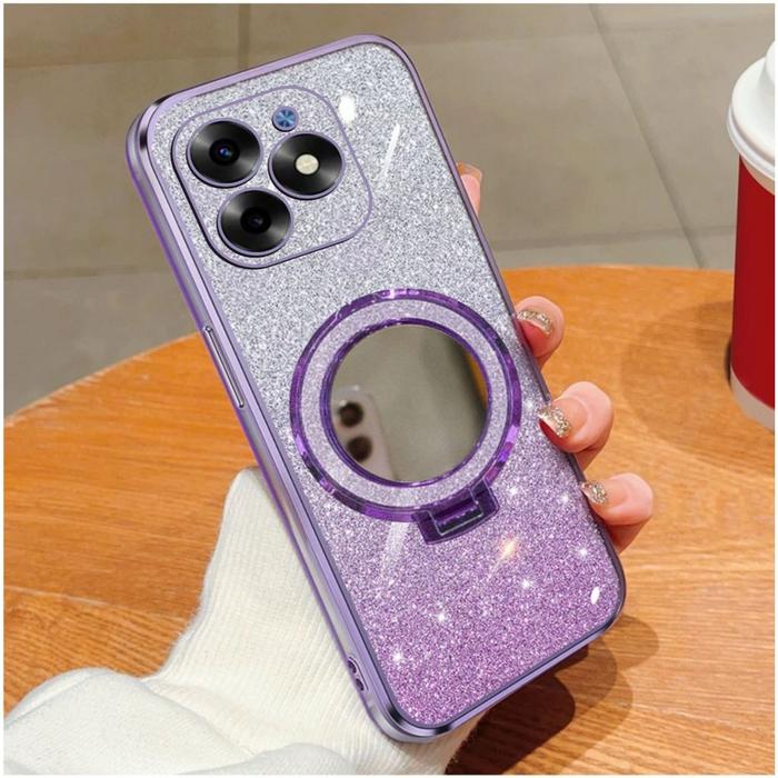 Casing ITEL S23 Plus A70 Luxury Gliter Premium TPU Ring Holder Mirror