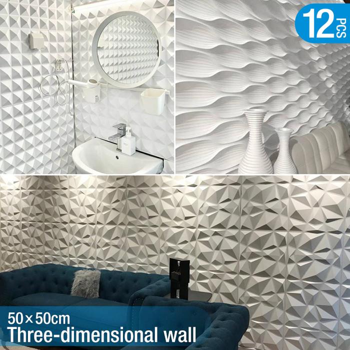 12pcs/lot 50x50cm 3D wall panel wall sticker decorative living room