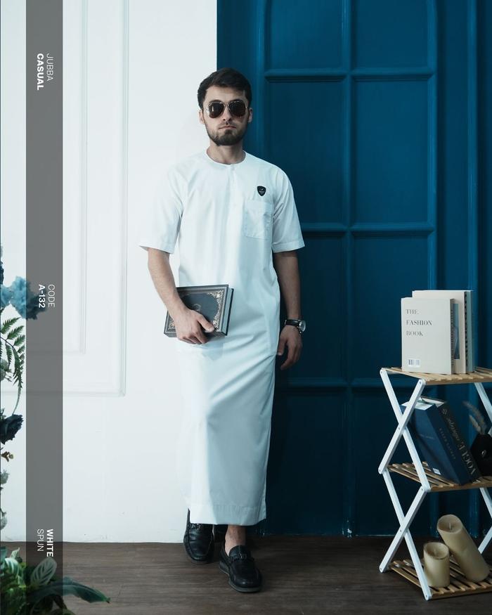 SAMASE Jubba Casual Reguler A132 Lengan Pendek Jubah Ghamis Pria Muslim Dewasa Terbaru Samase Offici