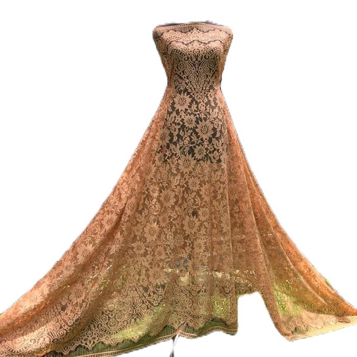 Kain brokat semi Francis 3D cord metalik mewah Dress Wanita Pesta Panjang