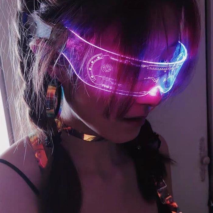 Lgsggaskirim- Kacamata Cyber Party Glasses Kacamata Nyala Kacamata Robot Millenial