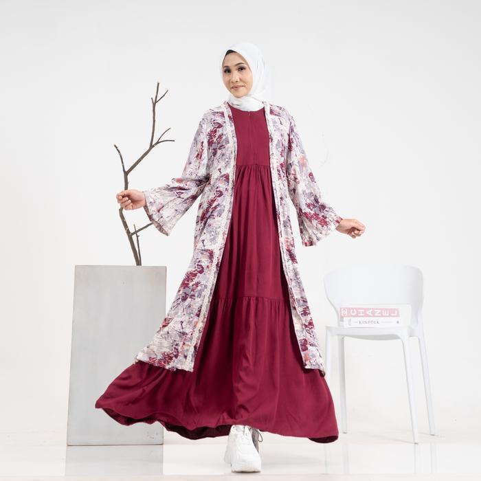 Burgundy Dress Lebaran 2025 - Set Outer Cantikk Model Terbaru Teranyar Di Rh Fashion Bahan Rayon Twi