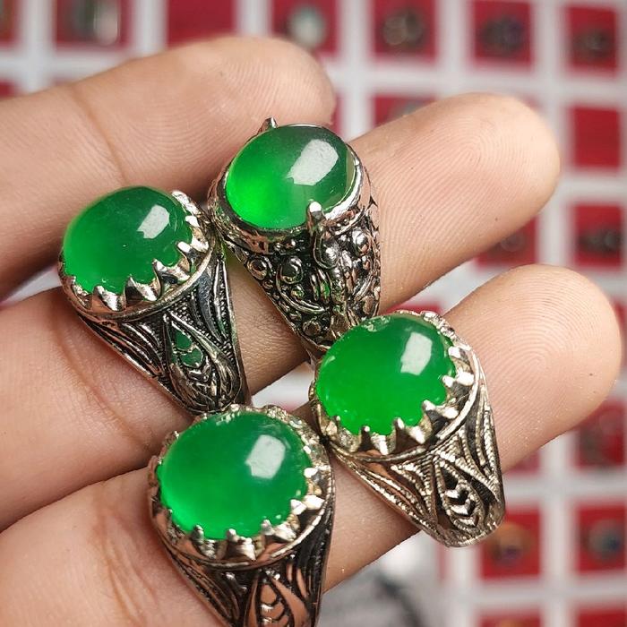Cincin batu giok birma  dim 12x10 tipe c ring alpaka super hrga 1 pis